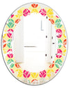 Retro Circular Pattern VII - Modern Round or Oval Wall Mirror - Leaves