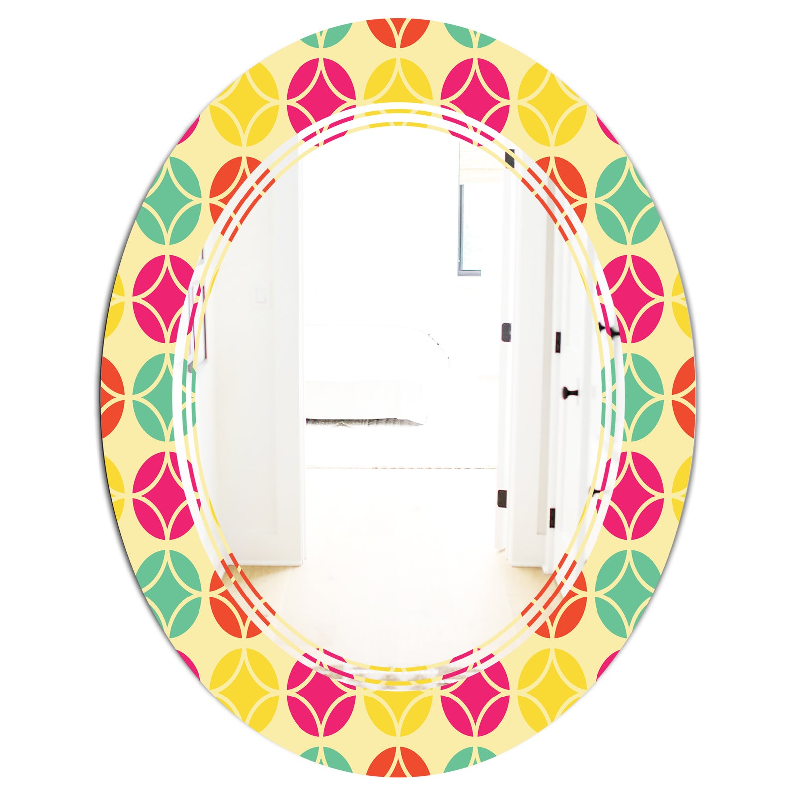Retro Circular Pattern VII - Modern Round or Oval Wall Mirror - Triple C
