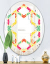 Retro Circular Pattern VII - Modern Round or Oval Wall Mirror - Hexagon Star