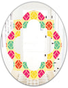 Retro Circular Pattern VII - Modern Round or Oval Wall Mirror - Quatrefoil