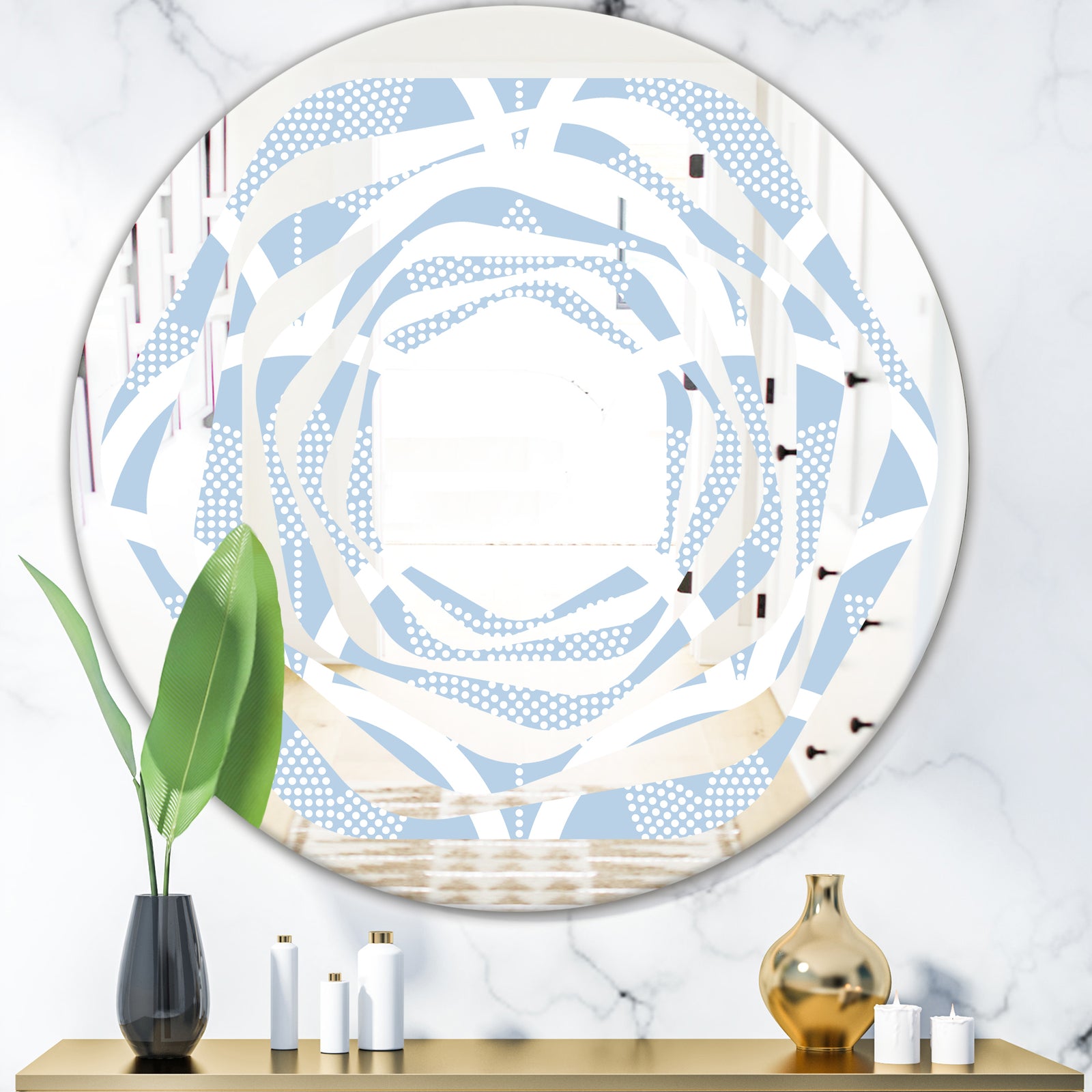 Japanese style Half - Modern Round or Oval Wall Mirror - Whirl