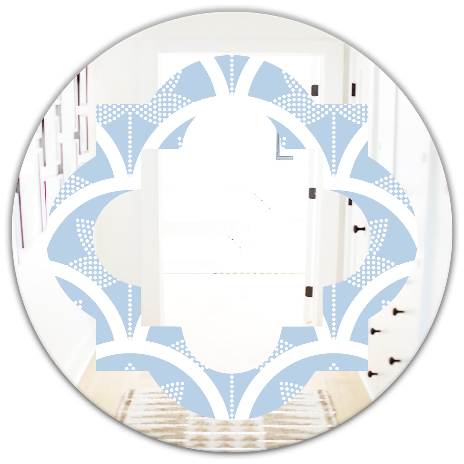 Japanese style Half - Modern Round or Oval Wall Mirror - Quatrefoil