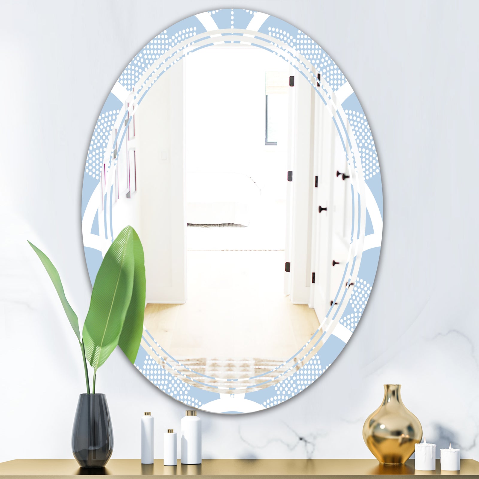 Japanese style Half - Modern Round or Oval Wall Mirror - Triple C