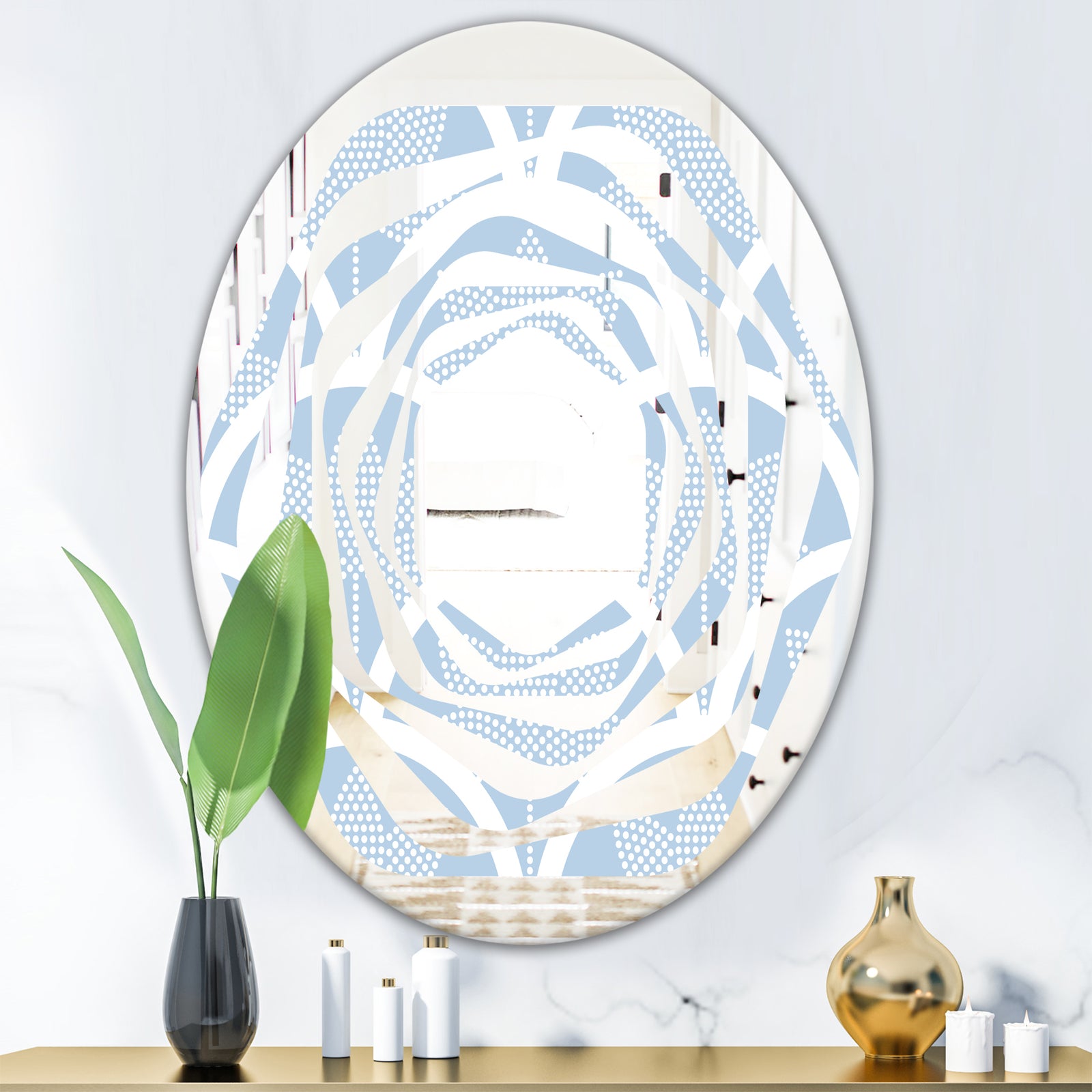 Japanese style Half - Modern Round or Oval Wall Mirror - Whirl