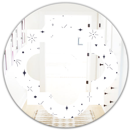 Golden Geometrical Diamond Pattern III - Modern Round or Oval Wall Mirror - Quatrefoil