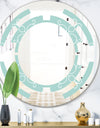 Turquoise Minimal Ornament - Modern Round or Oval Wall Mirror - Space