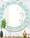 Turquoise Minimal Ornament - Modern Round or Oval Wall Mirror - Leaves