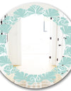 Turquoise Minimal Ornament - Modern Round or Oval Wall Mirror - Leaves