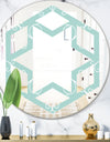 Turquoise Minimal Ornament - Modern Round or Oval Wall Mirror - Hexagon Star