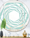Turquoise Minimal Ornament - Modern Round or Oval Wall Mirror - Whirl
