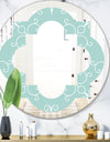 Turquoise Minimal Ornament - Modern Round or Oval Wall Mirror - Quatrefoil