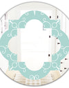 Turquoise Minimal Ornament - Modern Round or Oval Wall Mirror - Quatrefoil
