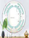 Turquoise Minimal Ornament - Modern Round or Oval Wall Mirror - Space