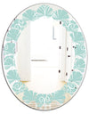 Turquoise Minimal Ornament - Modern Round or Oval Wall Mirror - Leaves