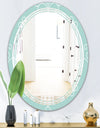 Turquoise Minimal Ornament - Modern Round or Oval Wall Mirror - Triple C