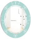Turquoise Minimal Ornament - Modern Round or Oval Wall Mirror - Triple C