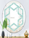 Turquoise Minimal Ornament - Modern Round or Oval Wall Mirror - Hexagon Star