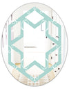 Turquoise Minimal Ornament - Modern Round or Oval Wall Mirror - Hexagon Star