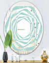 Turquoise Minimal Ornament - Modern Round or Oval Wall Mirror - Whirl