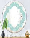 Turquoise Minimal Ornament - Modern Round or Oval Wall Mirror - Quatrefoil