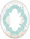 Turquoise Minimal Ornament - Modern Round or Oval Wall Mirror - Quatrefoil