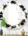 Monochrome Geometric Pattern V - Modern Round or Oval Wall Mirror - Leaves