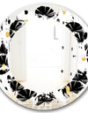 Monochrome Geometric Pattern V - Modern Round or Oval Wall Mirror - Leaves