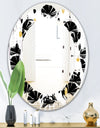 Monochrome Geometric Pattern V - Modern Round or Oval Wall Mirror - Leaves