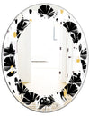 Monochrome Geometric Pattern V - Modern Round or Oval Wall Mirror - Leaves
