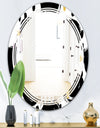 Monochrome Geometric Pattern V - Modern Round or Oval Wall Mirror - Triple C