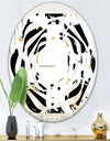 Monochrome Geometric Pattern V - Modern Round or Oval Wall Mirror - Whirl