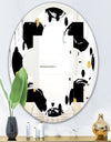 Monochrome Geometric Pattern V - Modern Round or Oval Wall Mirror - Quatrefoil