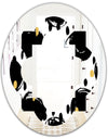 Monochrome Geometric Pattern V - Modern Round or Oval Wall Mirror - Quatrefoil