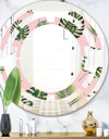 Palm Tropical leaves pattern. - Modern Round or Oval Wall Mirror - Space