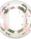 Palm Tropical leaves pattern. - Modern Round or Oval Wall Mirror - Space