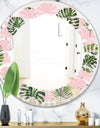 Palm Tropical leaves pattern. - Modern Round or Oval Wall Mirror - Leaves