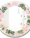 Palm Tropical leaves pattern. - Modern Round or Oval Wall Mirror - Leaves
