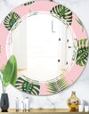 Palm Tropical leaves pattern. - Modern Round or Oval Wall Mirror - Triple C