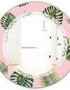 Palm Tropical leaves pattern. - Modern Round or Oval Wall Mirror - Triple C