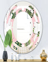 Palm Tropical leaves pattern. - Modern Round or Oval Wall Mirror - Space