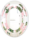 Palm Tropical leaves pattern. - Modern Round or Oval Wall Mirror - Space