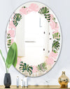 Palm Tropical leaves pattern. - Modern Round or Oval Wall Mirror - Leaves