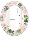 Palm Tropical leaves pattern. - Modern Round or Oval Wall Mirror - Leaves