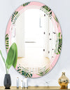 Palm Tropical leaves pattern. - Modern Round or Oval Wall Mirror - Triple C