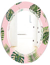 Palm Tropical leaves pattern. - Modern Round or Oval Wall Mirror - Triple C