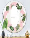 Palm Tropical leaves pattern. - Modern Round or Oval Wall Mirror - Quatrefoil