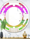 Horizontal Retro Geometrical Pattern II - Modern Round or Oval Wall Mirror - Space
