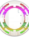 Horizontal Retro Geometrical Pattern II - Modern Round or Oval Wall Mirror - Space