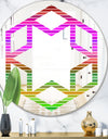 Horizontal Retro Geometrical Pattern II - Modern Round or Oval Wall Mirror - Hexagon Star