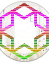 Horizontal Retro Geometrical Pattern II - Modern Round or Oval Wall Mirror - Hexagon Star